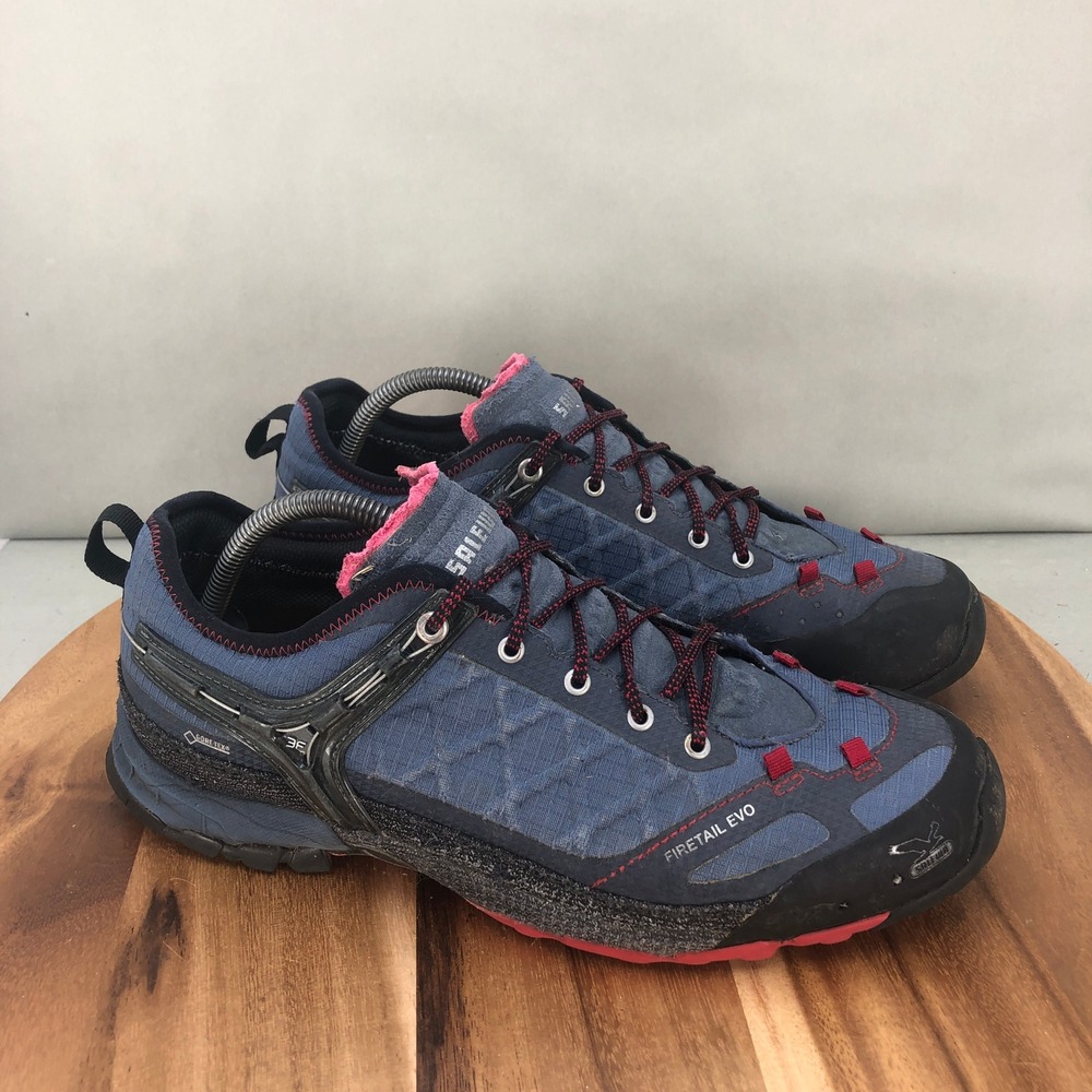 Salewa Firetail EVO GTX Hiking Trail Walking Shoes Blue Red Womens 10.5